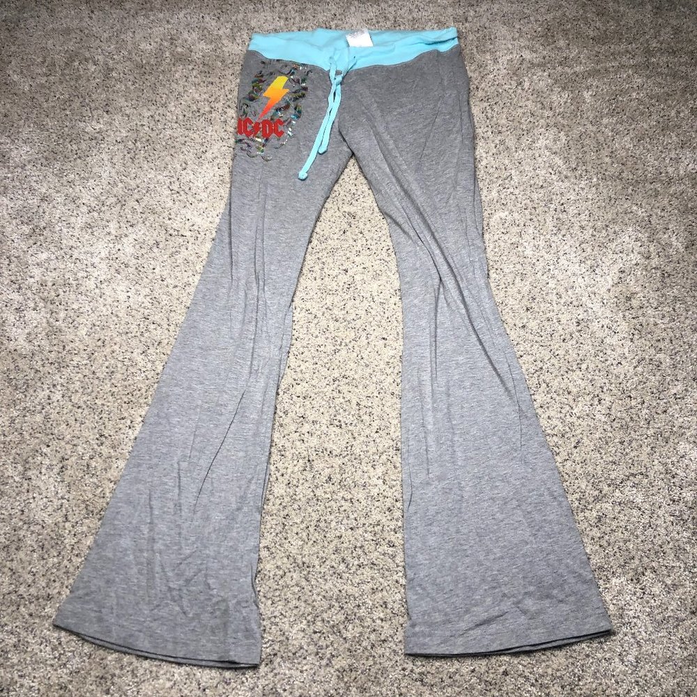 ACDC Sweatpants Womens Small Flared Leg Lightweight Rock Band Casual Loungewear